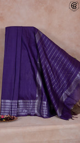 Eggplant Violet With Silver Zari Banarasi Warm Silk Saree